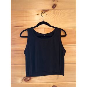 Women's Black Cropped Raw Hem Tank Top